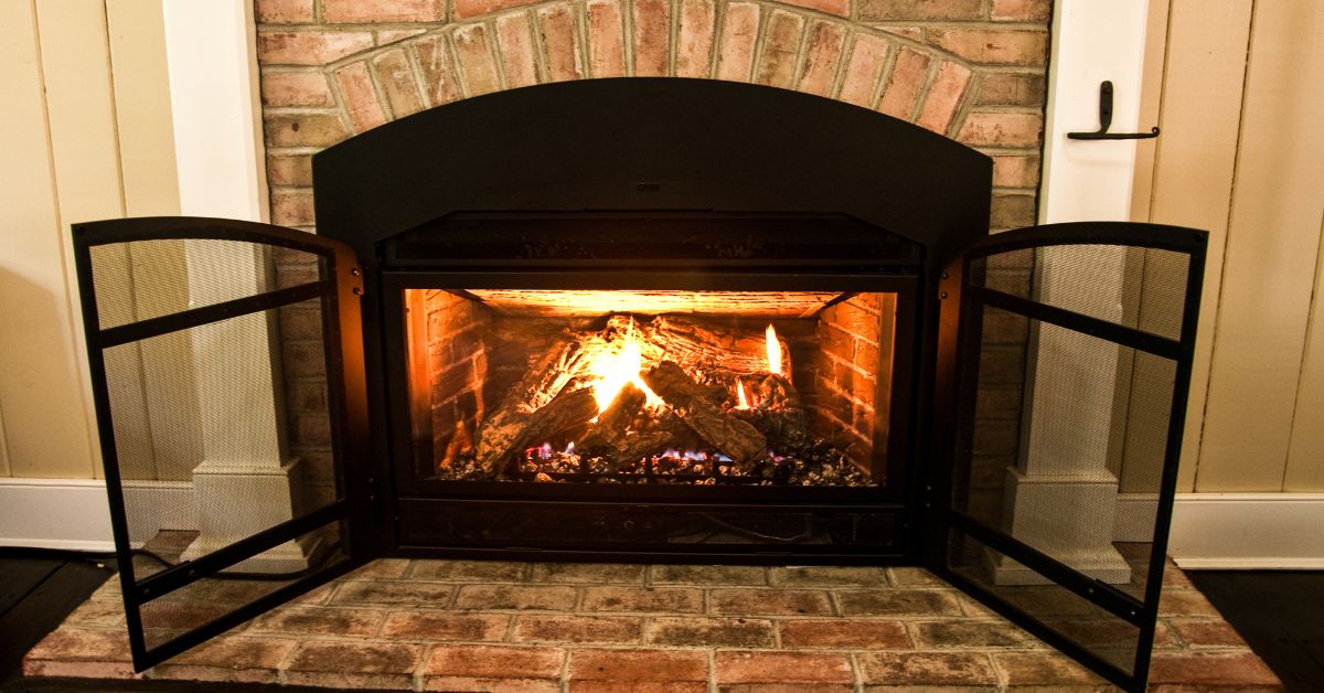 large gas log fireplace